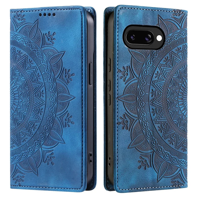 Style-010 For Google Pixel 9a Case Magnetic Closing Leather Phone Cover Pattern Imprinted - Blue