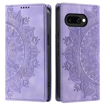 Style-010 For Google Pixel 9a Case Magnetic Closing Leather Phone Cover Pattern Imprinted - Purple