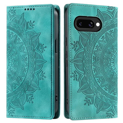 Style-010 For Google Pixel 9a Case Magnetic Closing Leather Phone Cover Pattern Imprinted - Mint Green