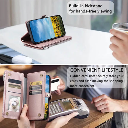 015 Style For Google Pixel 9a Case TPU+PU Leather Wallet Phone Cover with Straps