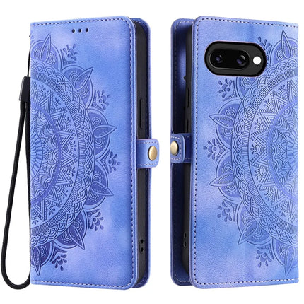 Style 016 For Google Pixel 9a Case Skin Feel Totem Imprinted Wallet Leather Phone Cover - Purple