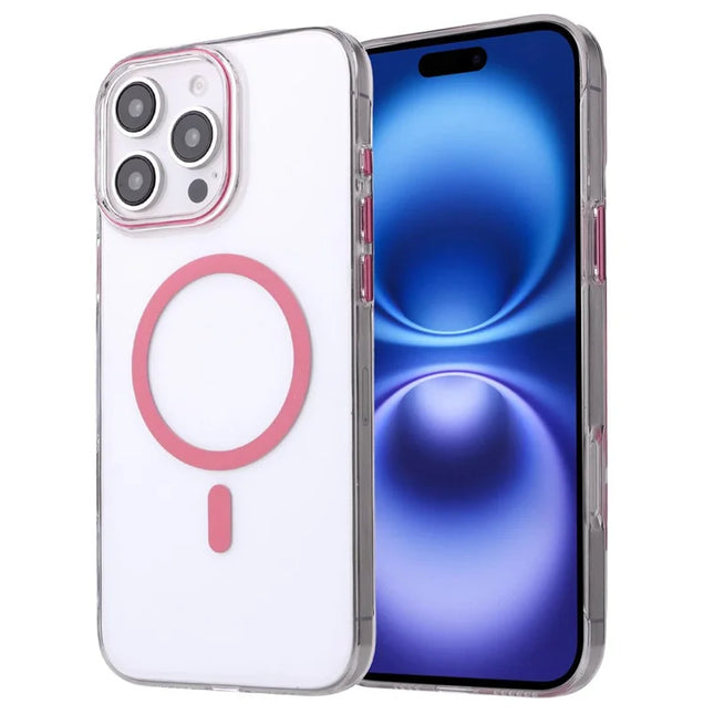 For iPhone 16 Pro Max Magnetic Case Compatible with MagSafe 1.0mm Ultra Thin PC Back Cover - Pink