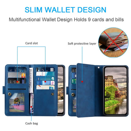 For Google Pixel 9a Case PU Leather Phone Cover with Zipper Wallet 9 Card Slots