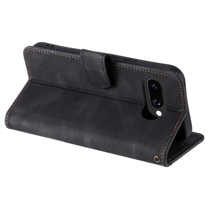 For Google Pixel 9a Leather Case Splicing Stitching Wallet Stand Phone Cover with Strap