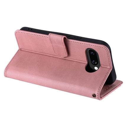 For Google Pixel 9a Leather Case Splicing Stitching Wallet Stand Phone Cover with Strap