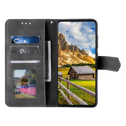 For Google Pixel 9a Leather Case Splicing Stitching Wallet Stand Phone Cover with Strap