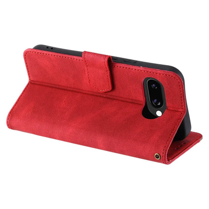 For Google Pixel 9a Leather Case Splicing Stitching Wallet Stand Phone Cover with Strap