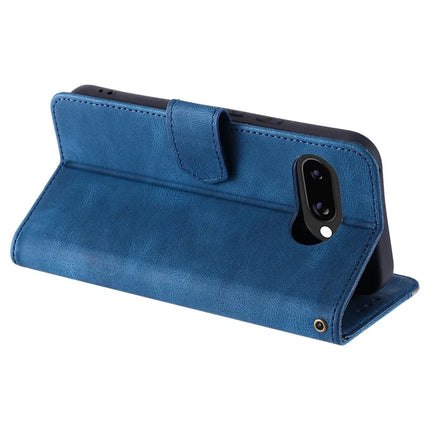 For Google Pixel 9a Leather Case Splicing Stitching Wallet Stand Phone Cover with Strap