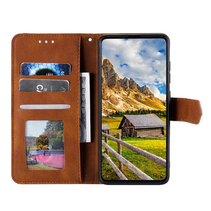 For Google Pixel 9a Leather Case Splicing Stitching Wallet Stand Phone Cover with Strap