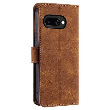 For Google Pixel 9a Leather Case Splicing Stitching Wallet Stand Phone Cover with Strap