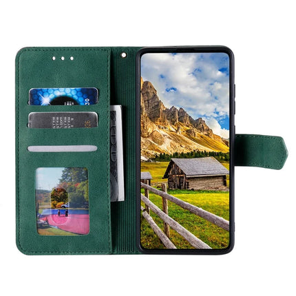 For Google Pixel 9a Leather Case Splicing Stitching Wallet Stand Phone Cover with Strap