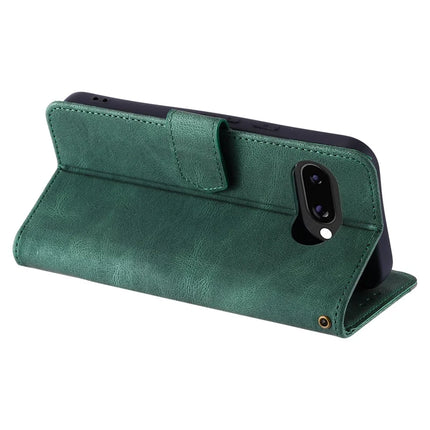 For Google Pixel 9a Leather Case Splicing Stitching Wallet Stand Phone Cover with Strap