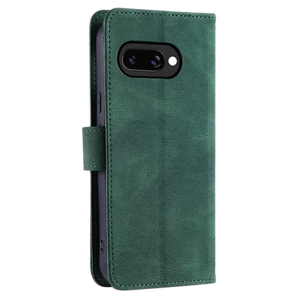 For Google Pixel 9a Leather Case Splicing Stitching Wallet Stand Phone Cover with Strap
