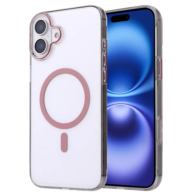 For iPhone 16 Plus Magnetic Case Compatible with MagSafe 1.0mm Ultra Thin PC Back Cover - Pink