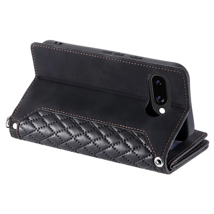 Style 005 For Google Pixel 9a Wallet Case Rhombus Stitching Line PU Leather Phone Cover