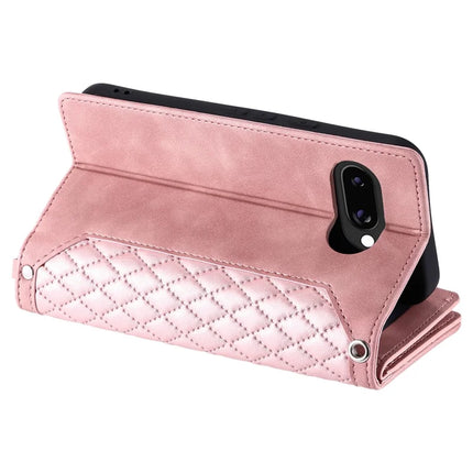 Style 005 For Google Pixel 9a Wallet Case Rhombus Stitching Line PU Leather Phone Cover
