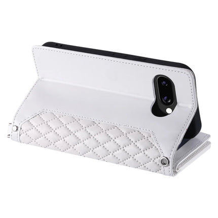 Style 005 For Google Pixel 9a Wallet Case Rhombus Stitching Line PU Leather Phone Cover