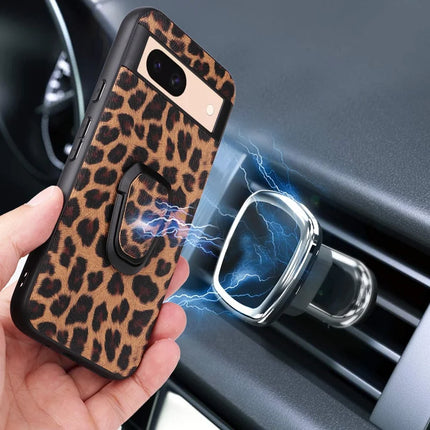 For Google Pixel 8a Case Kickstand Leather+TPU+PC Phone Back Cover