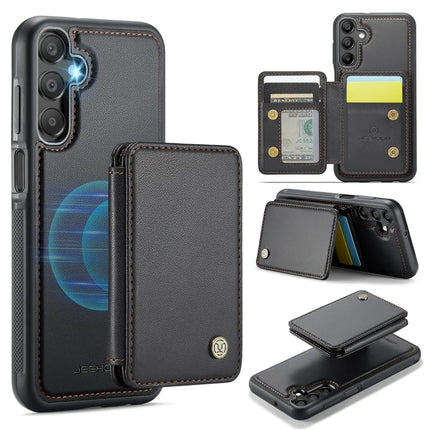 JEEHOOD J05 For Samsung Galaxy A16 5G Case Leather Mobile Cover with Detachable Magnetic Card Bag - Black