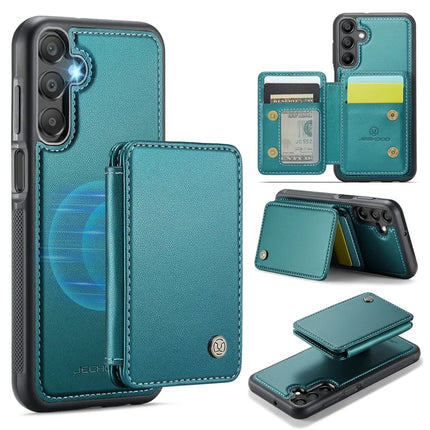 JEEHOOD J05 For Samsung Galaxy A16 5G Case Leather Mobile Cover with Detachable Magnetic Card Bag - Blue