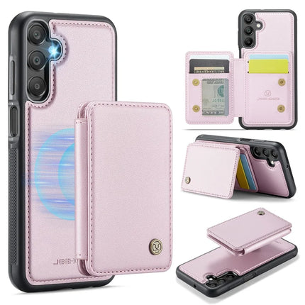 JEEHOOD J05 For Samsung Galaxy A16 5G Case Leather Mobile Cover with Detachable Magnetic Card Bag - Pink
