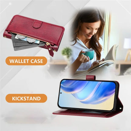 For Samsung Galaxy A05s 4G Case Zipper Pocket Multiple Card Slots Leather Phone Cover