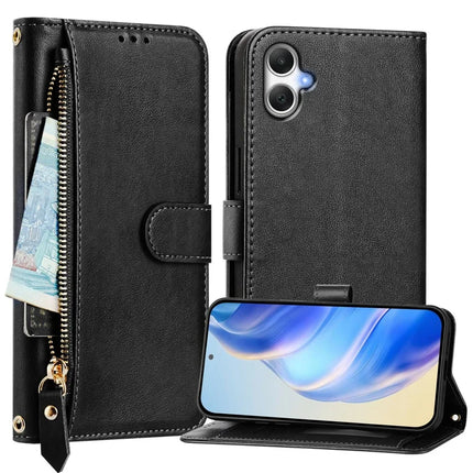 For Samsung Galaxy A06 Case Zipper Pocket Multiple Card Slots Leather Phone Cover