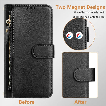 For Samsung Galaxy A06 Case Zipper Pocket Multiple Card Slots Leather Phone Cover