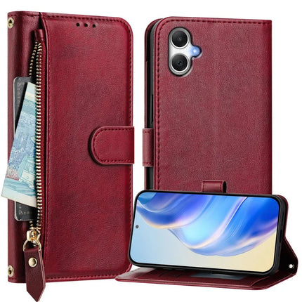 For Samsung Galaxy A06 Case Zipper Pocket Multiple Card Slots Leather Phone Cover