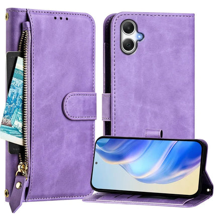 For Samsung Galaxy A06 Case Zipper Pocket Multiple Card Slots Leather Phone Cover