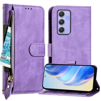 For Samsung Galaxy A54 5G Case Zipper Pocket Multiple Card Slots Leather Phone Cover