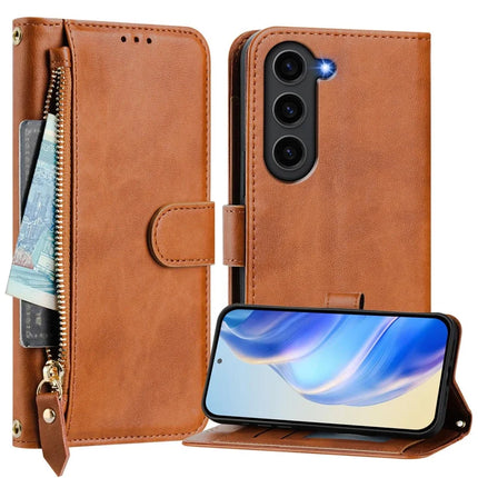 For Samsung Galaxy S23 FE Case Zipper Pocket Multiple Card Slots Leather Phone Cover