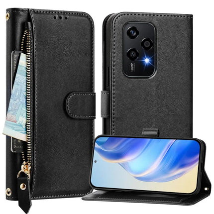 For Honor 200 Lite Case Zipper Pocket Multiple Card Slots Leather Phone Cover