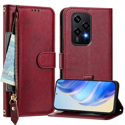 For Honor 200 Lite Case Zipper Pocket Multiple Card Slots Leather Phone Cover