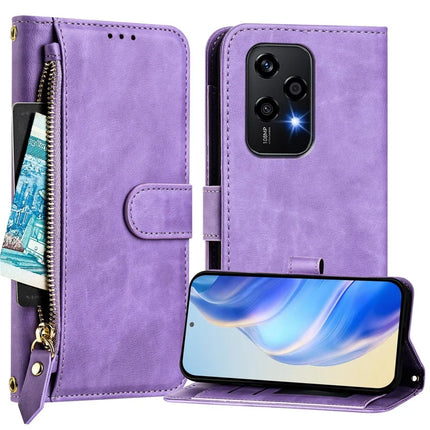 For Honor 200 Lite Case Zipper Pocket Multiple Card Slots Leather Phone Cover