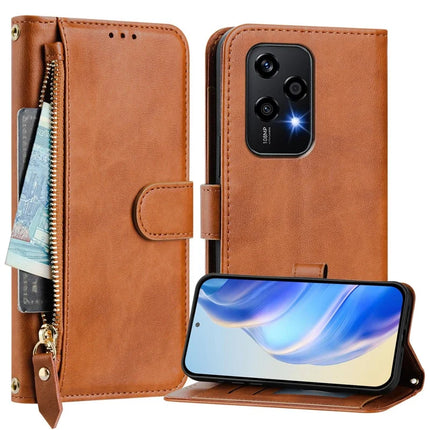For Honor 200 Lite Case Zipper Pocket Multiple Card Slots Leather Phone Cover