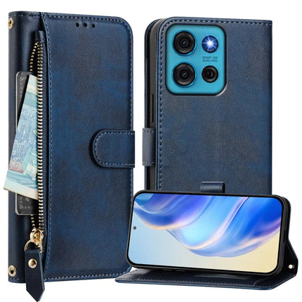 For Motorola Moto G75 5G Case Zipper Pocket Multiple Card Slots Leather Phone Cover