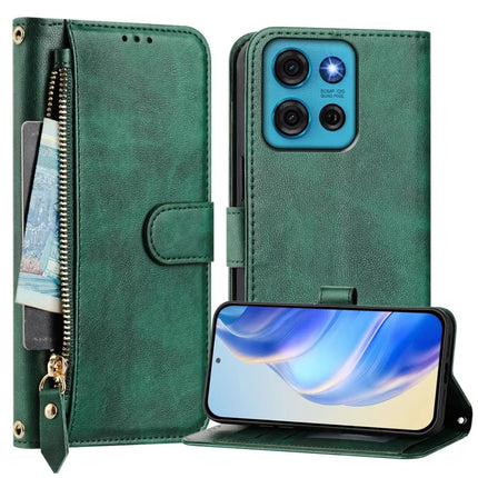 For Motorola Moto G75 5G Case Zipper Pocket Multiple Card Slots Leather Phone Cover