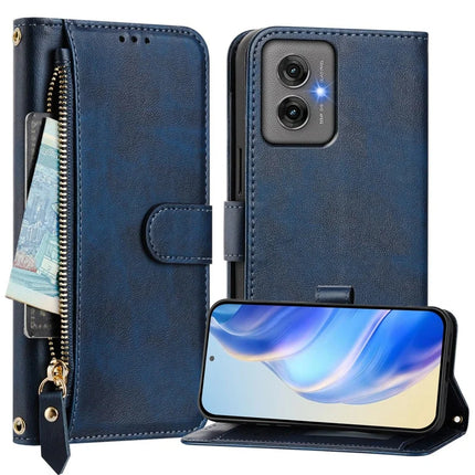 For Motorola Moto G55 5G Case Zipper Pocket Multiple Card Slots Leather Phone Cover