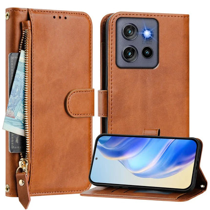 For Motorola Edge 50 Neo 5G / Moto S50 5G / Thinkphone 25 5G Case Zipper Pocket Multiple Card Slots Leather Phone Cover