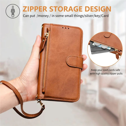 For Motorola Edge 50 Neo 5G / Moto S50 5G / Thinkphone 25 5G Case Zipper Pocket Multiple Card Slots Leather Phone Cover