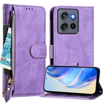 For Motorola Edge 50 Neo 5G / Moto S50 5G / Thinkphone 25 5G Case Zipper Pocket Multiple Card Slots Leather Phone Cover
