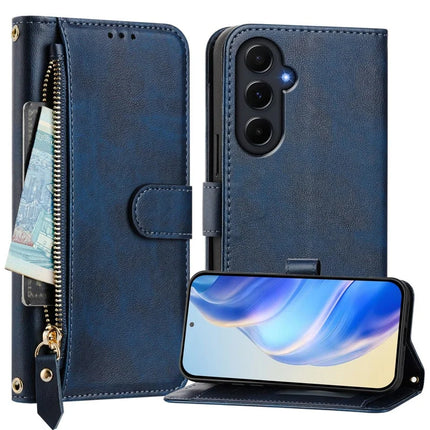 For Samsung Galaxy A55 5G Case Zipper Pocket Multiple Card Slots Leather Phone Cover