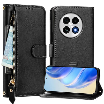 For OnePlus 13 Case Zipper Pocket Multiple Card Slots Leather Phone Cover