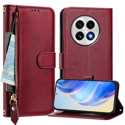 For OnePlus 13 Case Zipper Pocket Multiple Card Slots Leather Phone Cover