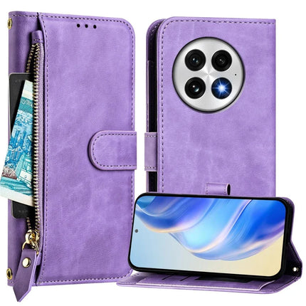 For OnePlus 13 Case Zipper Pocket Multiple Card Slots Leather Phone Cover