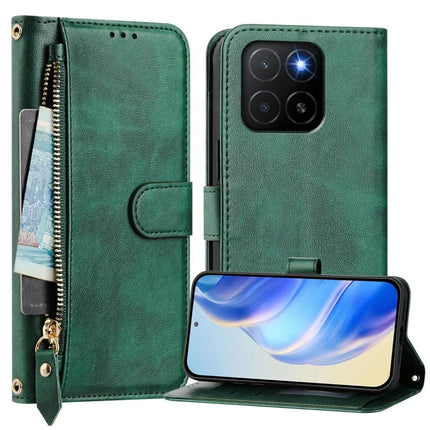 For Honor X5b Plus / Honor X5b Case Zipper Pocket Multiple Card Slots Leather Phone Cover