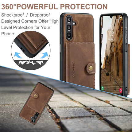 For Samsung Galaxy A16 5G Case JEEHOOD J01 Retro Leather Phone Back Cover with Detachable Magnetic Card Holder