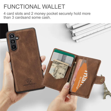 For Samsung Galaxy A16 5G Case JEEHOOD J01 Retro Leather Phone Back Cover with Detachable Magnetic Card Holder