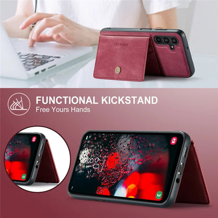 For Samsung Galaxy A16 5G Case JEEHOOD J01 Retro Leather Phone Back Cover with Detachable Magnetic Card Holder